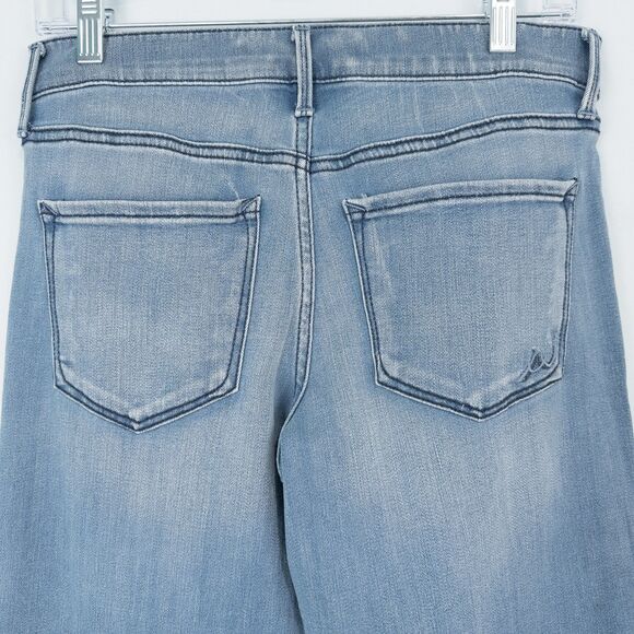 Express Mid Rise Wide Leg Flare Jeans Womens 6R Blue Raw Hem Boho Retro Hippie - Picture 12 of 16